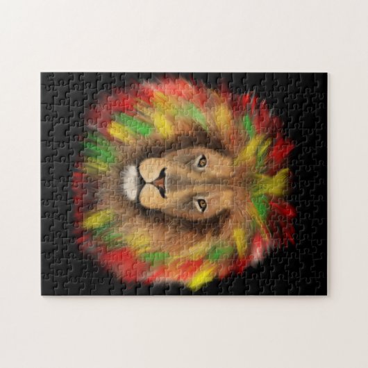 ラスタ獅子頭レッド黄緑スケッチジャマイカ ジグソーパズル (横)