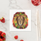 ラスタ獅子頭レッド黄緑スケッチジャマイカ スタンダードカクテルナプキン (インサイチュ)