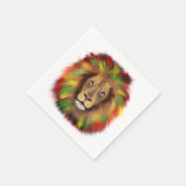 ラスタ獅子頭レッド黄緑スケッチジャマイカ スタンダードカクテルナプキン (角)