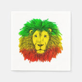 ラスタ獅子頭レッド黄緑スケッチジャマイカ スタンダードカクテルナプキン (正面)