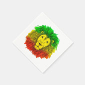 ラスタ獅子頭レッド黄緑スケッチジャマイカ スタンダードカクテルナプキン (角)