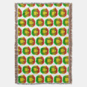 ラスタ獅子頭レッド黄緑スケッチジャマイカ スローブランケット (正面縦)