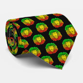 ラスタ獅子頭レッド黄緑スケッチジャマイカ ネクタイ (ロール)