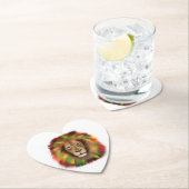 ラスタ獅子頭レッド黄緑スケッチジャマイカ ペーパーコースター (インサイチュ)