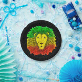 ラスタ獅子頭レッド黄緑スケッチジャマイカ ペーパープレート (パーティー)