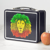 ラスタ獅子頭レッド黄緑スケッチジャマイカ メタルランチボックス (インサイチュ)