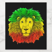 ラスタ獅子頭レッド黄緑スケッチジャマイカ ワインラベル (シングルラベル)