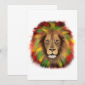 ラスタ獅子頭レッド黄緑スケッチジャマイカ 招待状 (正面/裏面)