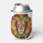 ラスタ獅子頭レッド黄緑スケッチジャマイカ 缶クーラー (缶正面)