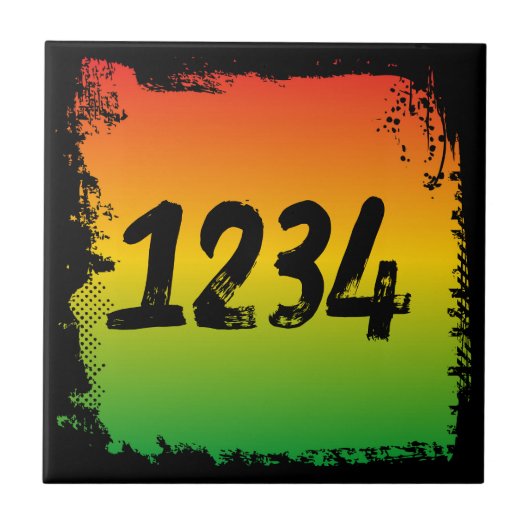 ラスタ色付き住所ハウス番号記号 タイル (正面)
