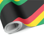 ラスタ色緑の黄色の赤いストライプ旗のパターン ラッピングペーパー (ロールコーナー)