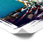 ラスタ赤黄緑色の枯れ木絵画の木 ポスター (角)