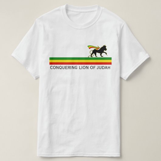 ラスタ ユダのライオン | 赤金緑 Tシャツ (デザイン正面)