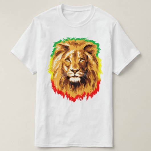 ラスタ ヨルダンのライオン | 赤金緑 Tシャツ (デザイン正面)