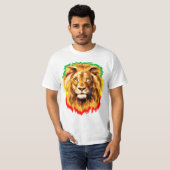 ラスタ ヨルダンのライオン | 赤金緑 Tシャツ (正面フル)