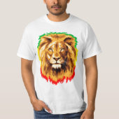ラスタ ヨルダンのライオン | 赤金緑 Tシャツ (正面)