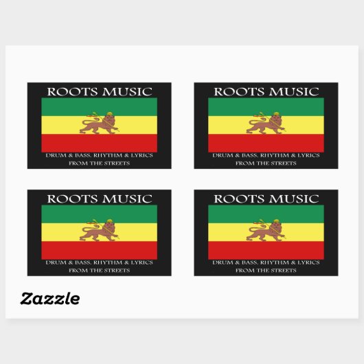 ラスタ – ルーツミュージックエチオピア国旗ユダのライオン 長方形シール (シート)