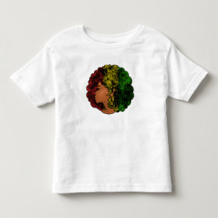 ラスタ 黒人 少女 女性 アフロ 赤 黄 緑 トドラーTシャツ