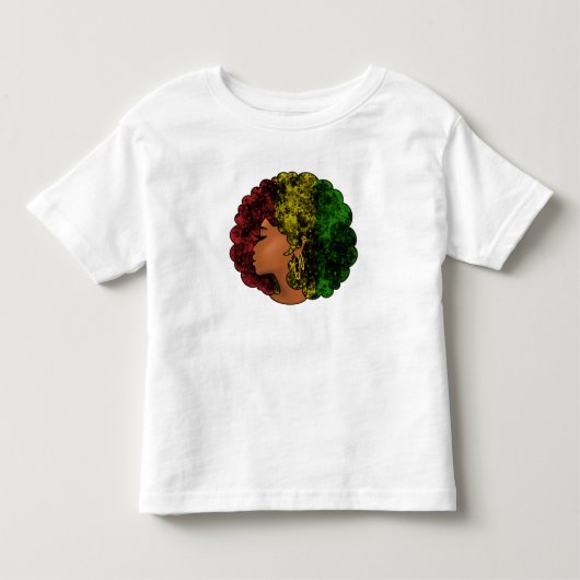 ラスタ 黒人 少女 女性 アフロ 赤 黄 緑 トドラーTシャツ (正面)