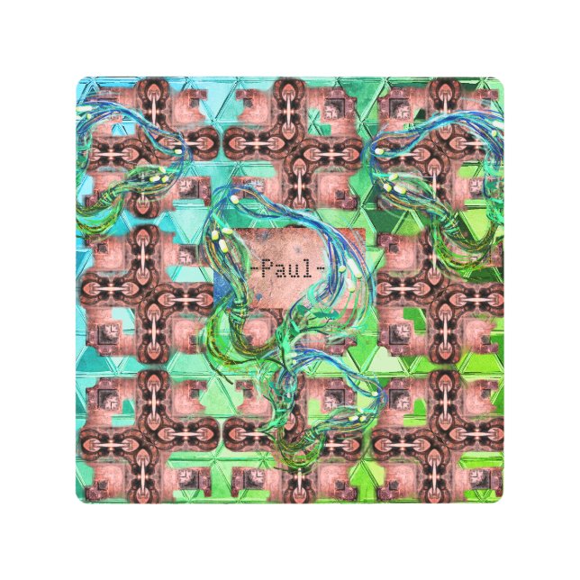 ラスティとモッシーのエンジンCyberpunk Dieselpunk メタルプリント (正面)