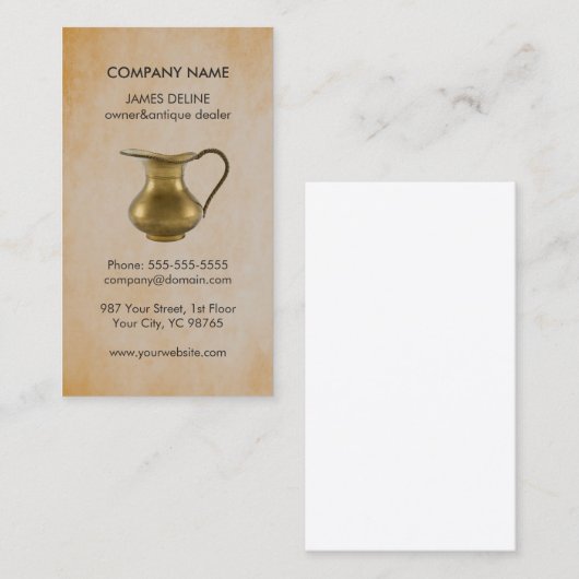 ラスティエレガントフェイクアンティーク販売会社の投手 名刺 (正面/裏面)