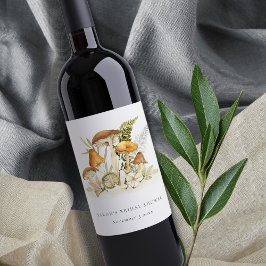 ラスティオレンジキノコフェルン葉 ブライダルシャワー ワインラベル