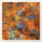 ラスティオレンジモダン抽象デザイン ガラスコースター (正面)