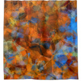 ラスティオレンジモダン抽象デザイン シャワーカーテン (正面)