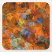 ラスティオレンジモダン抽象デザイン スクエアペーパーコースター (正面)