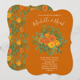 ラスティオレンジ ウェディング ヴィンテージ フラワーズ 招待状