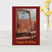 ラスティオールドトラック男らし誕生日カード カード (黄色い花)