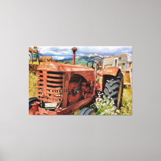 ラスティオールドヴィンテージトラクター キャンバスプリント (正面)