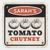 ラスティカスタムトマトチャツニーラベル(サイン付きグランジ) スクエアシール (正面)