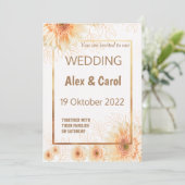 ラスティグエレガントベエシンプルージブラウンフローラ結婚ズ 招待状 (スタンド正面)