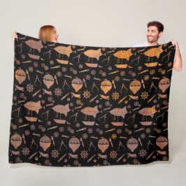 ラスティスティームパンクエアシップテーマ フリースブランケット