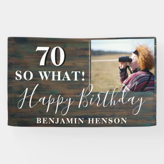 ラスティックでおもしろい70歳誕生日パーティーの写真 横断幕 (横)