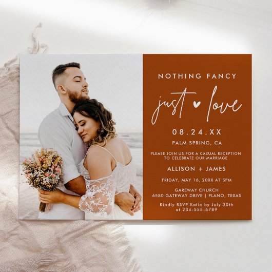 ラスティックでシンプルな愛の誓いの写真 招待状