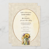 ラスティックなひまわりが咲き誇るオータムメイソンジャー ウェディング招待状 招待状 (正面/裏面)