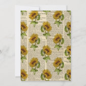 ラスティックなひまわりとゴールドのウェディング 招待状 (裏面)