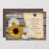 ラスティックなひまわりとデイジーの結婚式の披露宴のみの招待状 招待状 (正面/裏面)