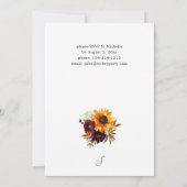 ラスティックなひまわりとバーガンディの花の感謝祭 招待状 (裏面)