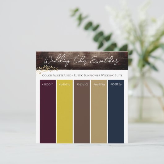 ラスティックなひまわりウェディングカラーパレットの招待状 招待状 (スタンド正面)