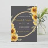 ラスティックなひまわりエレガントウェディング招待状 招待状 (スタンド正面)