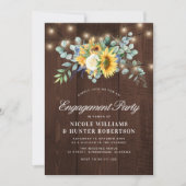 ラスティックなひまわりストリングライトエンゲージパーティー 招待状 (正面)