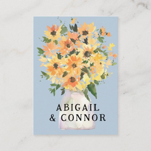 ラスティックなひまわりブーケの水彩画ウェブQR RSVP エンクロージャーカード (裏面)