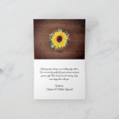 ラスティックなひまわりレースライトベイビーズブレスウェディング サンキューカード (内部)