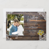 ラスティックなひまわり写真ウェディングテンプレート招待状 (正面)