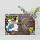 ラスティックなひまわり写真ウェディングテンプレート招待状 (スタンド正面)