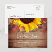 ラスティックなひまわり ウェディング・セーブ・ザ・デートカード 案内ポストカード (正面/裏面)