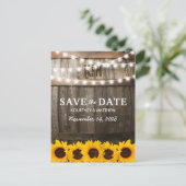 ラスティックなひまわり ウェディング セーブ・ザ・デート 案内ポストカード (スタンド正面)